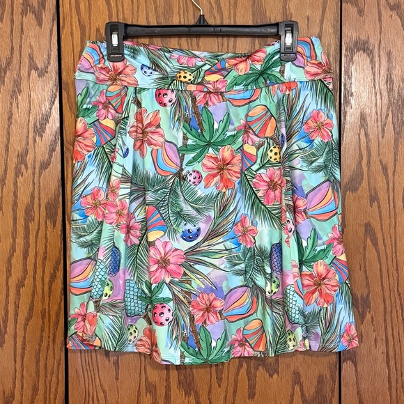 dona jo Dresses & Skirts - Dona Jo Tropical Print Athletic Skort XL Built In Shorts Pickleball Golf